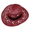 Berets 634C Summer Beach Western Cowgirl Hat Cowboy Straw Sun for Outdoor Sports