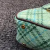 Borse da bowling in tweed scozzese di peluche taglia piccola Borsa in lana Harris verde Borsa a tracolla con catena a bombetta Borsa hobo con gnocchi