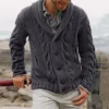 メンズセーター冬の秋の男性ソリッドカラー編みセーターボタンジャンパーコート分厚カラーカーディガンウォームジャケットトップス