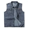 Herrvästar plus storlek 8xl 7xl herr denim väst ärmlösa cowboy jackor tank top kappa knubbiga män väst gilet chalecos para hombre