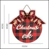 Christmas Decorations Christmas Door Wooden Decorations With Plaid Bow Holy Night Front Sign For Xmas Home Fireplace Wall Farmhouse Dhedx