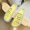 Mais novo Moda Summer Sapatos de praia Jelly Slipper Homens Mulheres sand￡lias planas fivela n￣o deslizamento Flipers de cristal transparentes tamanho 35-45