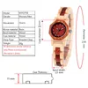 Wristwatches Red Octagon Case Quartz Watches For Women Full Wood Band Women's Wristwatch Wooden Watch Decoration Dial Fold Buckle Clock