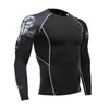 Men's T Shirts 2022 T-Shirt Stampata Collant a compressione uomo fitness camicia da corsa traspirante manica lunga sport palestra