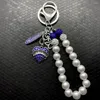 Schlüsselanhänger ZETA PHI BETA Sorority Society Strass herzförmiger Metallanhänger weiße Perlenkette Schlüsselanhänger