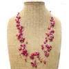 Pendant Necklaces 18-24 Inches Pink Illusion 4-8mm Nugget Freshwater Pearl Multi-layered Necklace