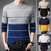 Мужские свитера Стильные мужчины базовый свитер контрастный цвет Color Slim Fit Crew Seck Spring