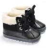 Boots Fashion Lace Up Low Top Toddler Winter Baby Girls Boys Snow Warm Plush Prewalker Soft Bottom Non-Slip