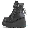 Boots Mulheres punk gótico plataforma de motocicleta grossa de salto alto no tornozelo de tornozelo ladies feminina feminina negra 221108