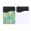 Party Favor Sublimation Card Holder PU Leather Phone Back Sticker with Adhesive White Blank Money Pocket Credit Cards Covers Christmas Gift SN4742