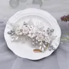 Headpieces HP338 Silver Luxurious Bride Hair Comb With Soft Clay Flower And Milk Rhinestone Wedding Girl Accessories Wholesale