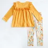 Flickaklänningar Exklusiva Girlymax Fall Sibling Baby Floral Pumpkin Twirl Ruffles Dress Pocket Pants Set Kne Length Kids Clothing 221107
