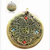 Colares pendentes tibetanos om mantras amulet cobre redonda pingente de pingentes duplas tbp712