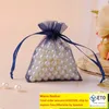 7x9cm Navy Blue Organza Jewelry Packaging Bags Small Drawstring Pouches Tulle Sack Customized Logo Printing Wholesale