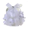 Fleurs décoratives Caree Coeur Fleur de rose blanche pour anneau de mariage Box Oreiller