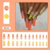 False Nails 24pcs Fluorescence Pattern Nail Patch Glue Type Removable Long Paragraph Manicure Save Time Art