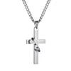Подвесные ожерелья библейская молитвенная крест с кольцом из нержавеющей стали дикая пара 24 дюйма моды моды моды панк подарок