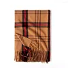 Bandanas Striped Plaid Scarf 2022 Autumn And Winter Warm European American Street Fringe Imitation Cashmere Female