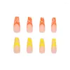 False Nails 24pcs Fluorescence Pattern Nail Patch Glue Type Removable Long Paragraph Manicure Save Time Art