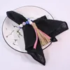 Serviette de table 4 pièces serviettes en tissu noir bord ourlé gaze coton style japonais serviette de cuisine rustique pays mariage pâques Ramadan décoration