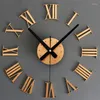 Wandklokken 3D Stereo Diy Clock Home Decor Romeinse cijfers Metallic Imitatie Horloge Creative Quartz Woonkamer Gift