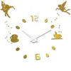 Relógios de parede 3d relógio grande design moderno xícara de café silenciosa para sala de estar decoração autônoma de diy anjo adesivos