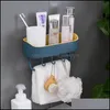 Badkamer planken plastic punch muur hangende badkamerrek self -adhesive zeep shampoo houder opslag met 4 hanger drop levering home dhwka