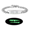 Link Bracelets 9 Style Luminous Skull/Dragon Titanium Steel Bracelet Classic Punk Jewelry Men Women Creative Fluorescent Gifts