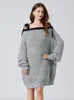 Women's Sweaters Sexy Club Off Shoulder Long Pullover Jumper Lazy Style Bow Tie Spaghetti Strap Shiny Mohair Knitted Soft Thick Loose