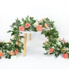 Dekorativa blommor 2.2m 10head Rose Artificial Vines Green Fake Plant Wedding Hanging Leaves Garland för Home Garden Party Wreath Diy Decor