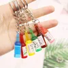 Keychains Korean Simulation Söt liten Soju Bottle Keychain Harts Beer Drink Keyring Women Trinket Jewelry Friend Travel Gift Souve2459782