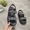 Dad Sandalen opa sandalen Buckle Caviar lederen luxe ketting goud dames slippers kristallen kalf gewatteerd platform Summer Beach Slipper 35-42 met box2