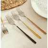 Dinnerware Sets 8pcs Beautiful Household Dessert Spoons Colored Electroplating Stainless Steel Long Handle Forks Korean Tableware