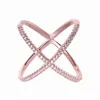 New Design X shape Cross Ring for Women 925 Sterling Silver Diamond Statement Infinite Ring with Micro Paved Trendy Jewelry228l