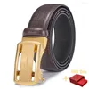 Ceintures Ciartuar Hommes Ceinture Casual Haute Qualité En Cuir Véritable Pour Hommes Designer Luxe Taille Or Boucle Automatique