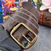 Gürtel Vintage Messing Gürtelschnalle Retro Cowboy Jeans Herrengürtel Dickes Leder Ceinture für Männer Lange Taille MBT0539