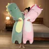 130 cm Nette Dinosaurier Und Rinder Und Einhorn Lange Kissen Gefüllte Plüsch Tier Spielzeug Für Kinder Weiche Schlaf Kissen Bett kissen Mädchen Geschenk J220729