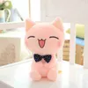 1 pc 28cm45cm Kawaii Smile Tie Cuddle Soft Cartoon Animal Pink Cat Gevulde Doll Baby Begeleidende speelgoed meisjes Kids Geschenken J220729