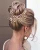 Copricapo HP336 Copricapo da sposa in argento dorato con strass e fiore in lega Fidanzamento da sposa Accessori per capelli da donna Pettine regalo