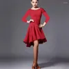 Stage Wear 2022 Latin Dance Skirt Woman Practice Dress Performance Red Black Rumba Cha Dresses