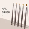 Brosses à ongles 5pcs Kits de pinceaux d'art peinture gel dessin stylo bande outils professionnels pour la conception bricolage
