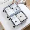 Storage Bags 6pcs Set Travel Organizer Suitcase Packing Cases Portable Makeup Clothes Shoes Tidy Pouch Bag