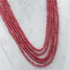 Hängen 5 rader Natural Stone Red Rubys 2x4mm Abacus pärlor Kvinnor smycken halsband Tillbehör bröllopsfestival gåva 17-21.5 tum y670