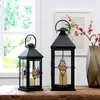 Candle Holders Large Windproof Lantern Holder Vintage Glass Romantic Black Stand Candlestick Latarnia Metalowa Home Decor MM50ZT