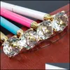 Canetas esferográficas criativas de cristal de cristal kawaii caneta grande caneta de bola de gem com grande diamante