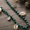 Anklets Bohemian Spiral Turquoises Shell Women Vintage Adjustable Woven Rope Bracelet On Leg Beaded Anklet Ankle Boho Jewelry