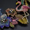 Collier ras du cou de luxe coloré flamant rose, bijoux de mariage, cristal oiseau fleurs, colliers de fête, Costume de bal, accessoires de robe