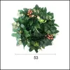 Couronnes de fleurs décoratives Couronne d'eucalyptus Feuille de fougère Creeper Ginkgo Plante verte ronde Guirlande de rotin Décoration murale de bureau à domicile DHJ2Q