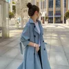 Dames Trench Coats Women's Jacket Long Spring Herfst 2022 Windendaar Solid Color Lapel Lapel Dames Mantel Britse stijl Hoge kwaliteit Casual