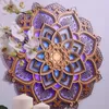 Wandleuchte, Mandala-Blumenzimmer, Nachtlicht, LED, mehrschichtig, Laserschneiden, Gravur, elegantes hängendes Holzdekor